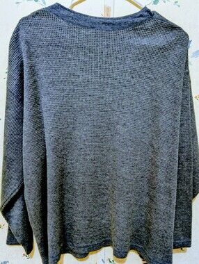 Vintage Venezia Men's Grey/Blue Waffle Henley Thermal Shirt Size 18/20